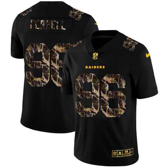 Las Vegas Raiders 96 Clelin Ferrell Men Black Nike Flocked Lightning Vapor Limited NFL Jersey
